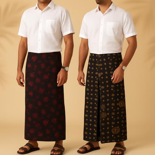 Image of Weavers Villa Men's Mixed Cotton Unstitched Lungi | Soft Breathable Traditional Daily Wear for Men