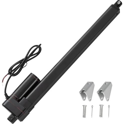 JQDML 16 Inch Stroke Linear Actuator 12V Heavy Duty 440lbs/2000N IP65 Waterproof Electric Actuator Speed 0.31"/sec with Mounting Brackets by JQDML - Used condition - US$46.79