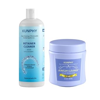250ml Ultrasonic Retainer Cleaning Solution for Ultrasonic Denture Cleaner and 300ml Jewelry Cleaner Solution for Gold, Silver,Ring