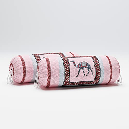Image of BLOCKS OF INDIA 200Tc Diwan Set Cotton 8 Piece | Deewan Printed Bedsheet Sets For Living Room Hall (Set Of 8 Piece, 1-Bed Sheet | 2-Bolster Cover | 5-Cushion Cover (Color 9), Pink