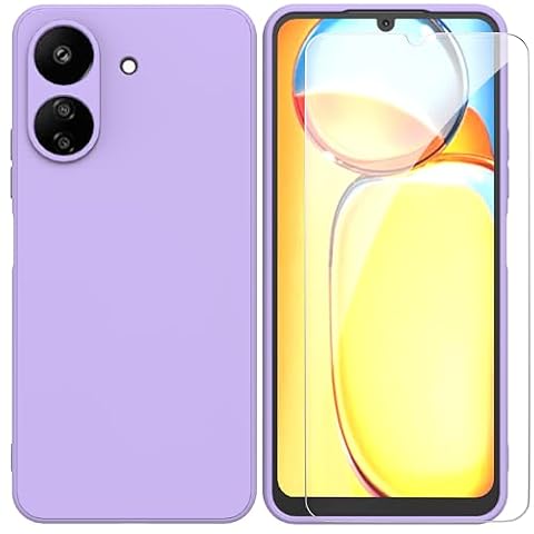 ARRYNN Etui do Xiaomi Redmi 13C (6,74 cala) + folia ochronna, etui na telefon komórkowy, płynny silikon TPU, etui ochronne do Xiaomi Redmi 13C - fioletowe