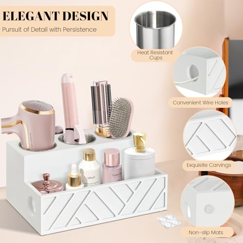 Hair Tool Organizer, Hair Dryer Holder Wall Mounted, Bathroom Countertop Organizer for Bathroom Accessories, Blow Dryer Organizer for Curling Iron, Hair Styling Tools, Vanity Organizer for Makeup