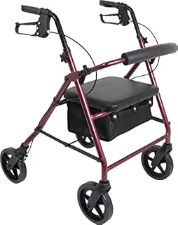 ProBasics 4 Wheel Medical Rolling Walker with Wheels, Seat, Backrest and Storage Pouch