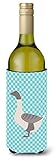 Caroline's Treasures BB8075LITERK Buff Grey Back Goose Blue Check Wine Bottle Hugger Bottle Cooler Sleeve Hugger Machine Washable Collapsible Insulator Beverage Insulated Holder