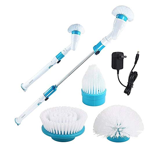 Hovico Electric Spin Scrubber Cordless Shower Scrubber, Cordless Grout Shower 360 Power Bathroom Cleaner with 3 Replaceable Rotating Brush Heads, Adjustable Extension Handle for Tub, Tile, Floor