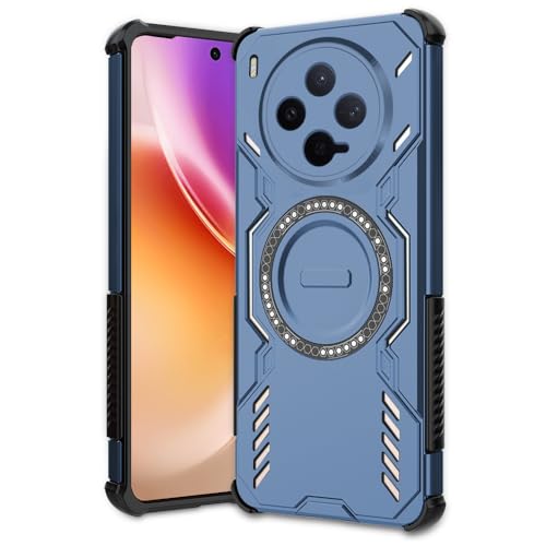 Image of AESTMO Back Case Cover for Vivo X300 5G | Magnetic Case with Built-in Metal Ring | Compatible with MagSafe Accessories | Shockproof Hybrid (PC + TPU) (Blue)