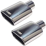 Set of 2 Square Exhaust Tip 2.5' Inlet 3' x 5.5' Outlet 9' Long Chrome Stainless Steel Polished Diesel Pipe Weld-On