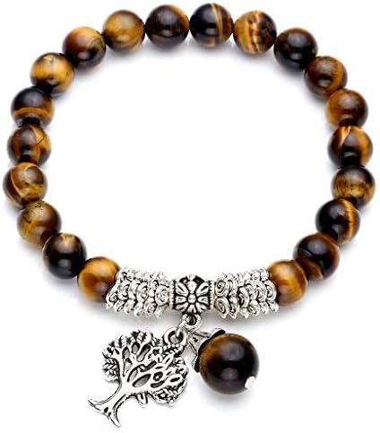 JSDDE Tree of Life Stretch Bracelet Reiki Healing Crystal Gemstone Beads Bracelet, Birthstone Lucky Stone Jewelry(6.2")