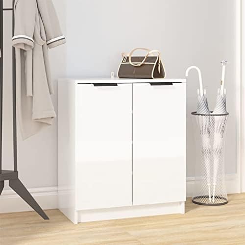 vidaXL Shoe Cabinet Hallway Shoe Storage Rack Cupboard Organiser Shelf Stand Holder Storage Unit Hall Cabinet High Gloss White Engineered Wood