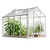 Gegaden Gewächshaus Aluminium für den Garten| 177*241*193 cm | Vielseitig nutzbar als Treibhaus Gartenhaus Winterfest Aufzucht Tomatenhaus Frühbeet und Pflanzenhaus Weiß