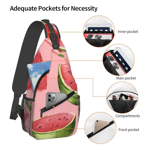 Red Watermelon Multi Functional Adjustable Single Shoulder Crossbody Bag,Casual Chest Bag, Suitable For Daily Travel,Unisex4