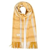 HH HOFNEN Women's Winter Scarf Classic Tassel Plaid Scarf Large Shawl Oversized Scarves Soft Warm Blanket Thick Wraps (GG1-Yellow)