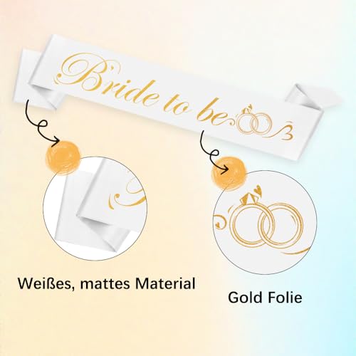 Bride to Be Schärpe Weiß Bride to Be Deko JGA Schärpe Frauen Schärpe Junggesellinnenabschied Schärpe Braut Junggesellenabschied Frauen Schärpe JGA Frauen JGA Deko Frauen JGA Accessoires Sash
