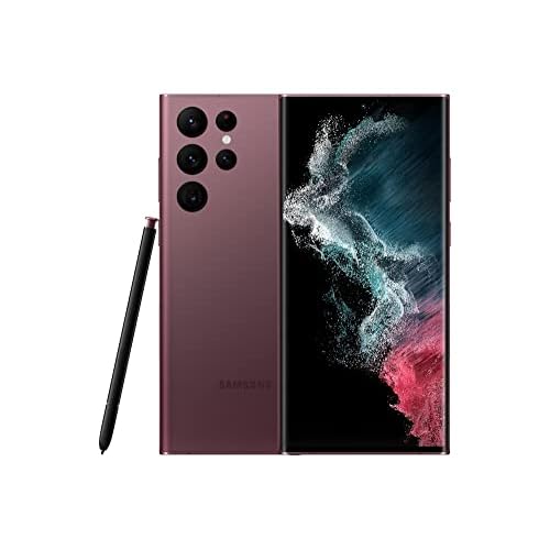 Samsung Galaxy S22 Ultra 5G Factory Unlocked Android Smartphone, 128GB, US Version, Burgundy (Renewed)