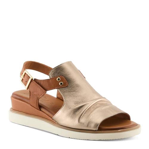 Spring Step Women's LOCALS Buckle Wedge Sandal – Premium Leather, Functional Buckle, Cushioned Footbed BRONZE MULTI EU 39 / US 8.5