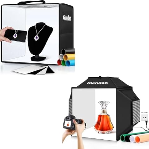 Glendan 12"x12" Professional Portable Light Box Photography + Glendan 16"x16" Professional Upgrade Light Box Photography Cover