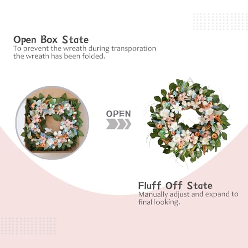 CIR OASES 24 Inches Spring Wreaths for Front Door Spring Door Wreath Summer Floral Wreath with Wildflower for Wall Porch Indoors Outdoor Window Home Farmhouse Decorations by CIR OASES - Used condition - Image 4