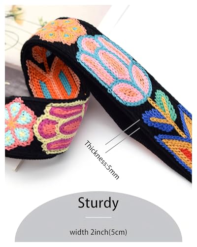 Image of Embroidered Purse Straps Replacement Crossbody Wide Adjustable Bag Straps