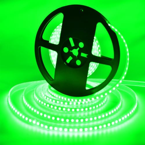 SUYOOULIN LED Strip Lights, 9000LM AC110V/120V 16.4ft/5m SMD 2835 600 LED Light Strips, High Voltage Flexible Tube Waterproof IP67 LED Tape for Home Kitchen Decoration (Green)