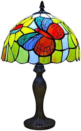 CASPERi Tiffany Style Table Lamp Antique Hand Crafted 10" Dragonfly Shade Stunning Quality Lamp for Bed/Living Room