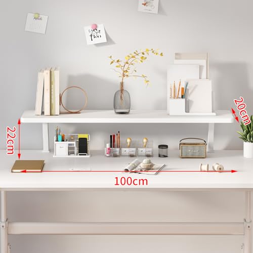 Klemmbares Schreibtisch Organizer Regal, Adjustable Desk Shelf Clamp Schreibtischregal Klemmbar Aufbewahrungsregal Erhöhter Schreibtisch Organizer mit Klemme Tischverlängerung (Weiß, 100cm/39.3in)