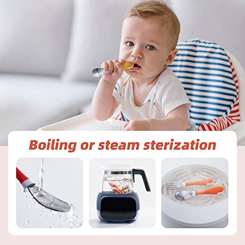 6 Piece Toddler Utensils Stainless Steel Baby Forks And Spoons Silverware Set For Kids, Bpa Free Dishwasher Safe, 12+ Months, Red/Orange/Yellow #TOP3