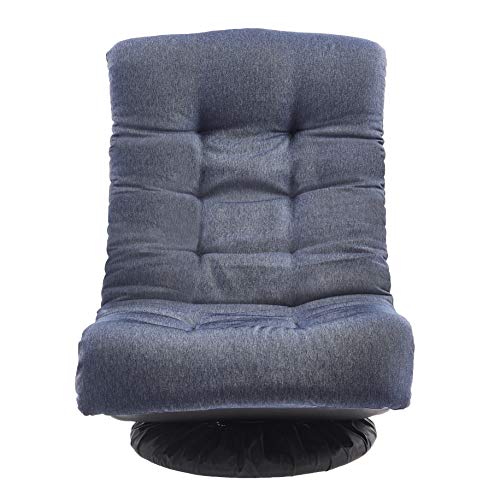 Amazon Basics Swivel Foam Lounge Chair with Headrest, Adjustable Backrest, Floor-Compatible, Foldable, Gaming, 26.3"D x 23.5"W x 13.7"H, Denim Blue by Amazon Basics - Image 2