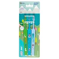 TePe Mini Zahnbürste, Extra Soft, 3 Stk., farblich sortiert, Kinderzahnbürste, extra weiche Borsten für eine sanfte Reinigung, vom ersten Zahn bis 6 Jahre