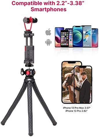 Phone Tripod Flexible ULANZI FT-01 Compact Tripod with Remote Phone Holder gopro Adapter, Camera Mini Tripod with Cold Shoe, Portable Waterproof Travle Tripod for Smartphone iPhone Samsung