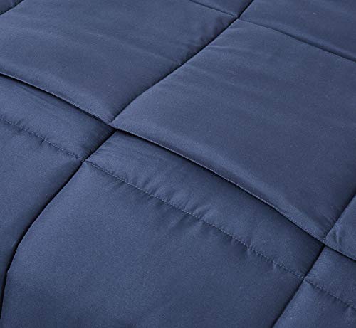 Blue Ridge Home Fashions Microfiber Down Alternative All Season Comforter-Hypoallergenic Polyester Fill, Full/Queen, Navy #TOP4