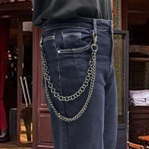 Image of Pants Chain for Men Women,Double Wallet Chain | Stainless Steel Chain for wallet,Heavy Duty Biker Pocket Chains and Jeans