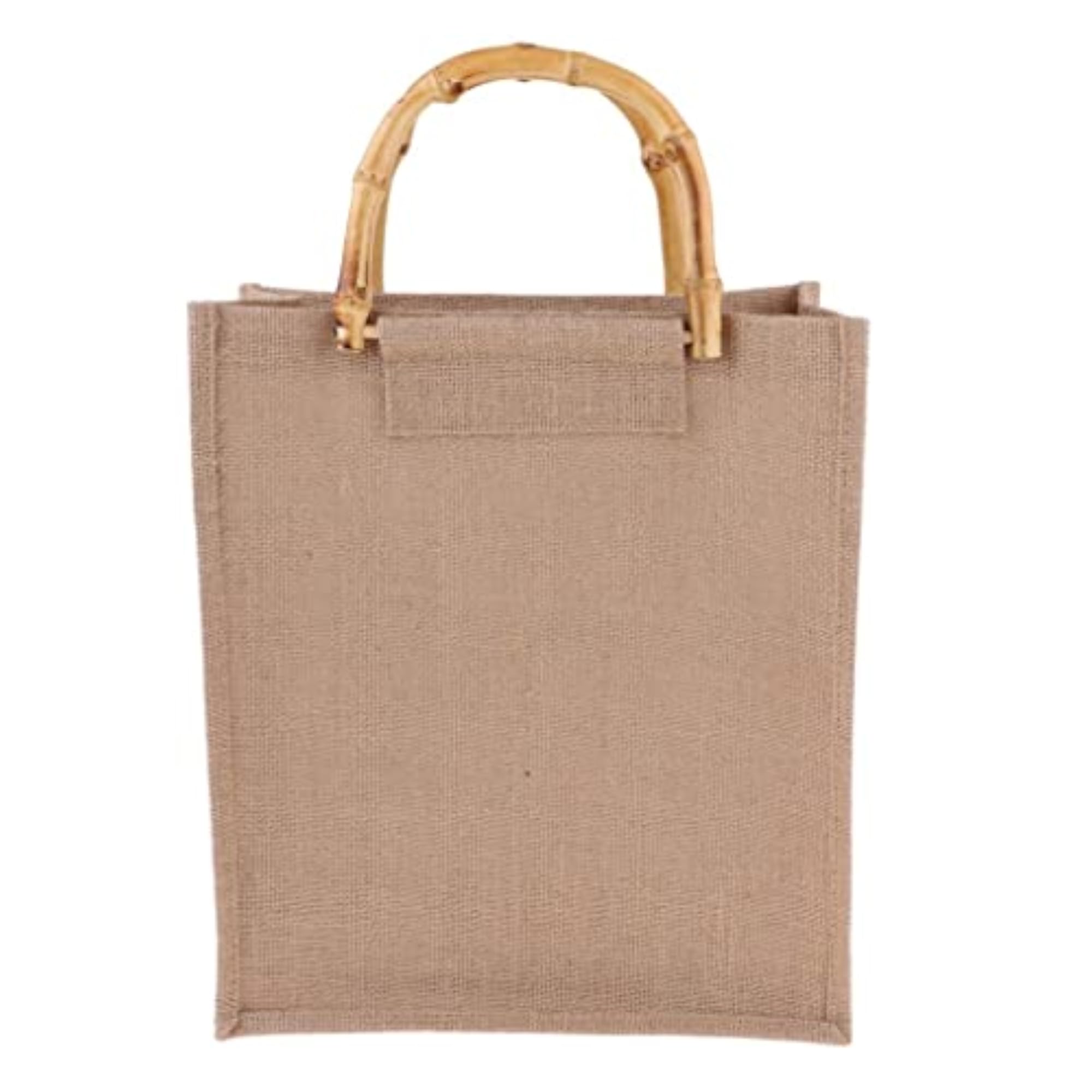 Vintage Eco-Friendly PP Linen Shopping Bag with Bamboo Handles