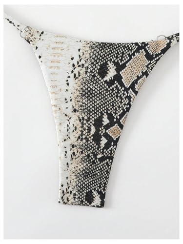 WDIRARA Women's Snakeskin Print Halter Bikini Set Triangle Thong Swimsuit Two Piece Bathing Suit4