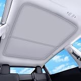 QINQINTU 2026 Upgraded for Tesla Model Y Accessories Sunshade Roof [No Sag, Ice-Crystal Cooling Coatings] Heat...