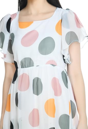 Image of Polka Printed Georgette Dress for Women