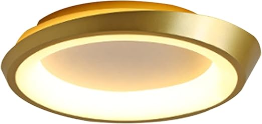 Generic Gold Flush Mount LED Plafondlamp Armatuur Nordic Eenvoudige Slaapkamer Lamp Moderne Ronde Plafondverlichting Voor Slaapkamer Woonkamer Keuken Veranda Hal Foyer 55 * 9cm(Wit Licht)