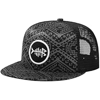 Bassdash Flat Brim Trucker Cap Ajustable Snapback Hat Mesh Back