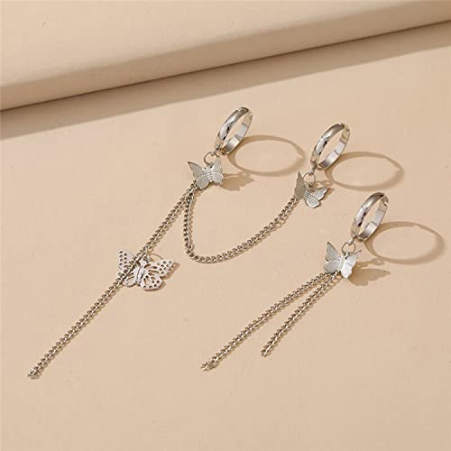 Butterfly Chain Rings Set Plated Toned Inspired