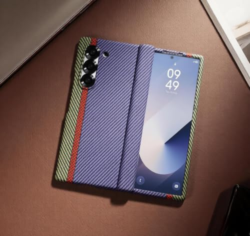 Coque Samsung Galaxy Z Fold 7 en fibre de carbone violette avec support central