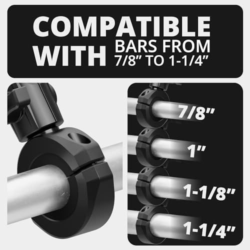 Tackform Black BC3 Universal Clamp Fits 7/8\" to 1-1/4\" Bars | Bushings Included | Billet Aluminum | 20mm Ball | Designed For Motorcycles, Roll Cages, Harness Bars, More - Thumbnail 2