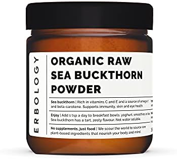 100% Organic Sea Buckthorn Powder 35g - Seeds Removed, More Concentrated - Rich in Omega-7, Vitamin C and Beta-carotene - Straight from Farm - Raw, Vegan and Gluten-Free - Non-GMO - Recyclable Glass Jar