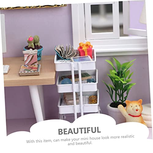 Ibasenice 5Pcs Doll House Decoration Tiny Shopping Cart Toddler Tub Toys Storage Shelves For Kids Mini House Decorations Tub Storage Cart Toy Shopping Cart Mini House Trolley White Child #TOP2