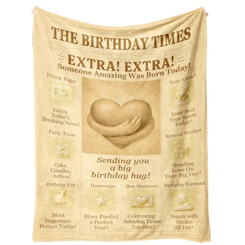 Vintage Newspaper Birthday Throw Blanket