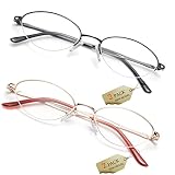 Soarea Semi-Rim Oval Reading Glasses for Women Metal Half Rim Frame Eyeglasses Blue Light Blocking C