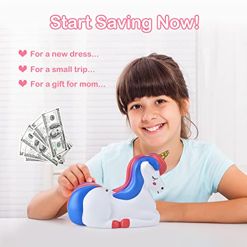 Unicorn Piggy Bank For Girls, Unbreakable Plastic Money Bank, Kids Coin Bank, Practical Gifts For Birthday, Christmas, Baby Shower (Purple) #TOP4