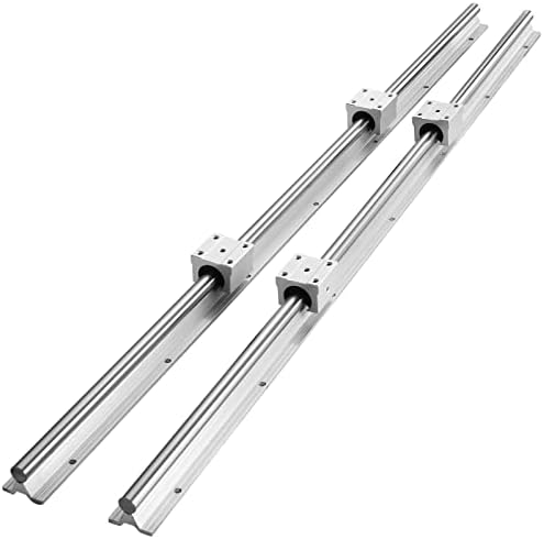 VEVOR Linear Guide Rail Set, SBR20 1200mm, 2 PCS 47.2 in/1200 mm SBR20 Guide Rails and 4 PCS SBR20UU Slide Blocks, Linear Rails and Bearings Kit for Automated Machines DIY Project CNC Router Machines