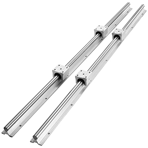 VEVOR Linear Rail, 2 Set SBR20-1000mm, Linear Slide Rail and 4 PCS SBR20UU Bearing Block Linear Slide Guide, for Automated Machines and Equipments by VEVOR - Used condition - US$42.46