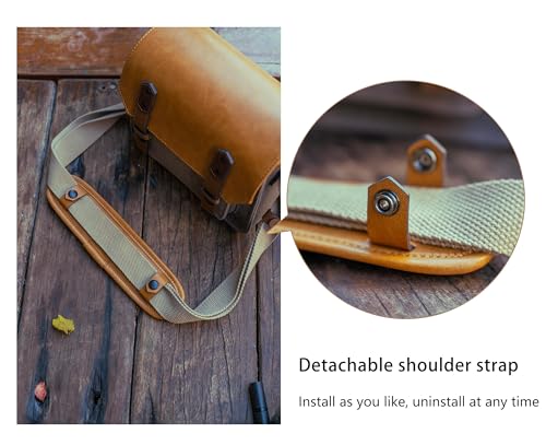 Bolsa Mensajera para Cámara Vintage en Cuero Impermeable Caqui miniatura 5