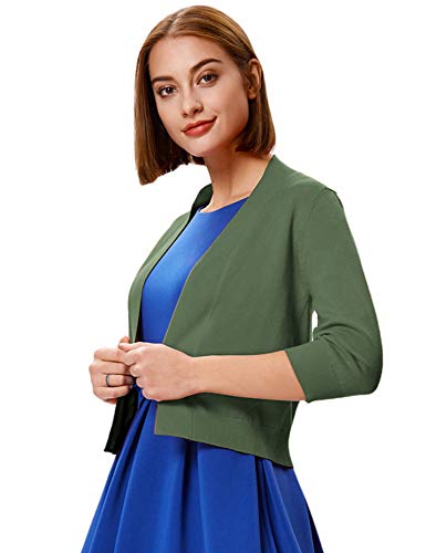 Image of GRACE KARIN Women Cardigan Sweaters Lightweight Knit Cropped Cardigans Trendy 3 /4 Sleeve Shrug Bolero S-3XL