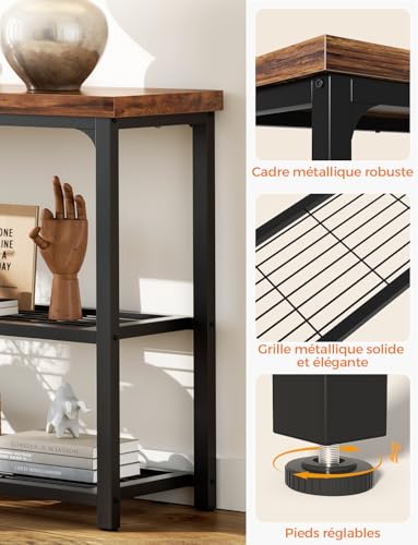 Console Entrée Industrielle 80cm Bois Métal iSunirm